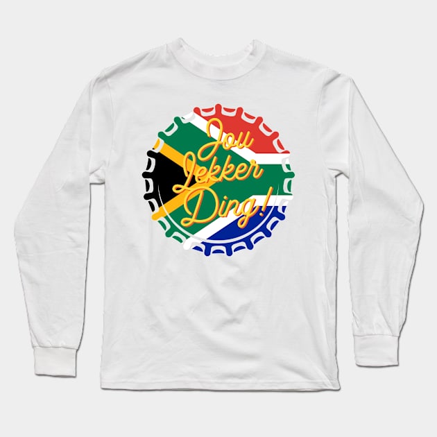 Jou Lekker Ding T-Shirt | Funny Bottle Cap South African Flag | Afrikaans Phrase | Ons Gaan Nou Braai Long Sleeve T-Shirt by BraaiNinja